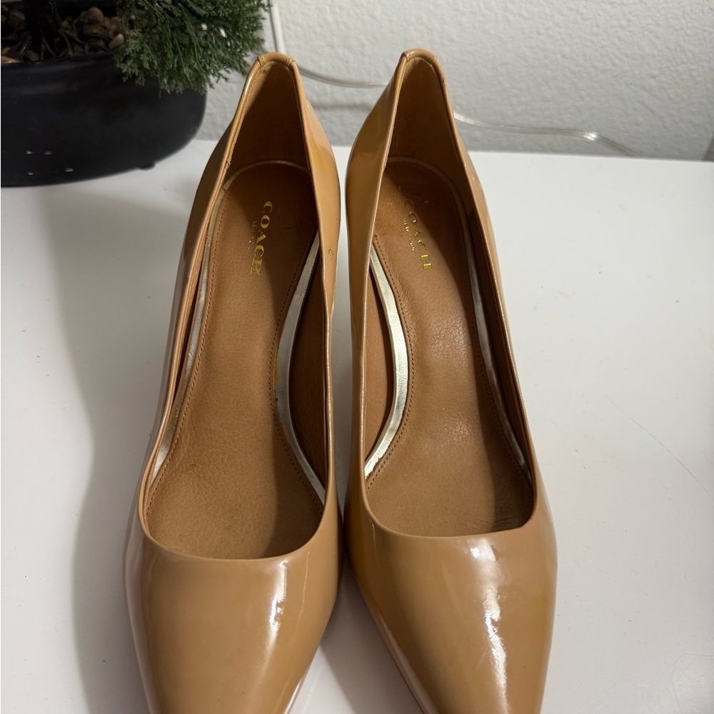 Coach Nude Pointed-Toe Leather Pump - Picture 3 of 7